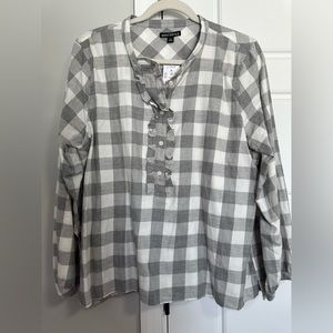 J Crew Factory. Women’s Gray & White Blouse. Large